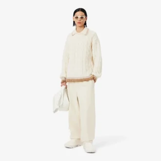 Runway wollen polo met kabelpatroon en kraag