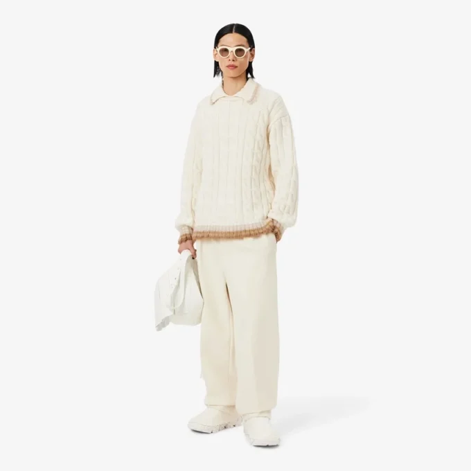 Runway wollen polo met kabelpatroon en kraag
