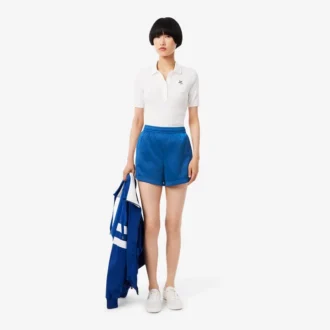 Satijnen jersey short met pointelle strepen voor dames