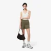 Satijnen jersey short met pointelle strepen voor dames