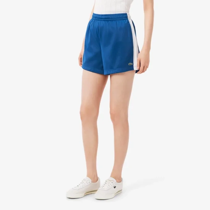Satijnen jersey short met pointelle strepen voor dames