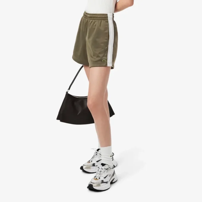 Satijnen jersey short met pointelle strepen voor dames