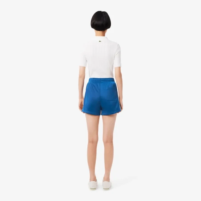 Satijnen jersey short met pointelle strepen voor dames