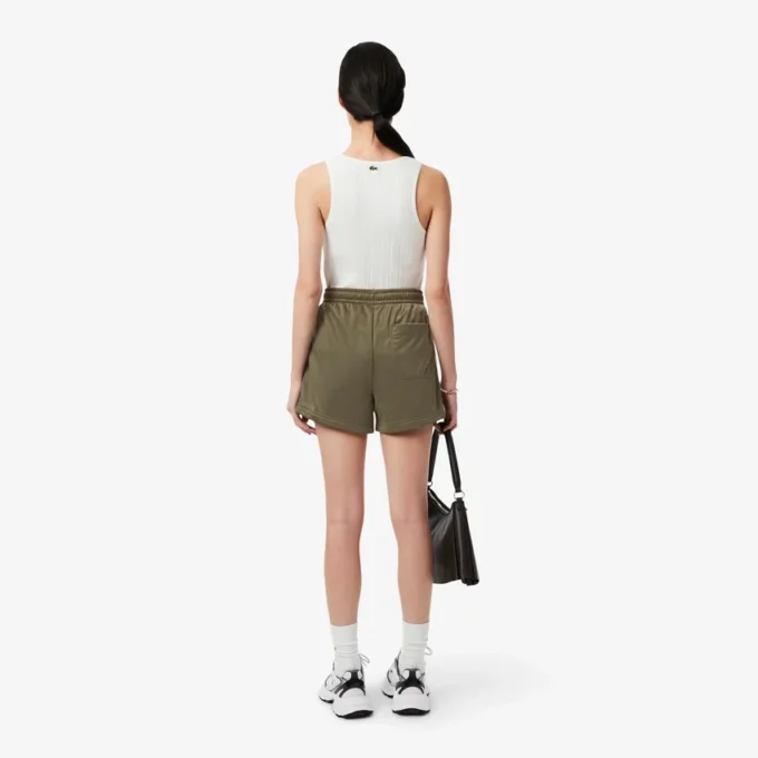Satijnen jersey short met pointelle strepen voor dames