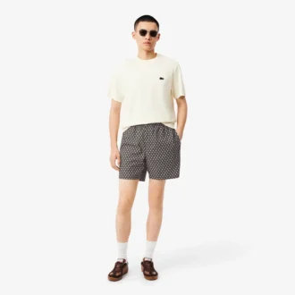 Shorts met print van katoenmix met relaxte pasvorm