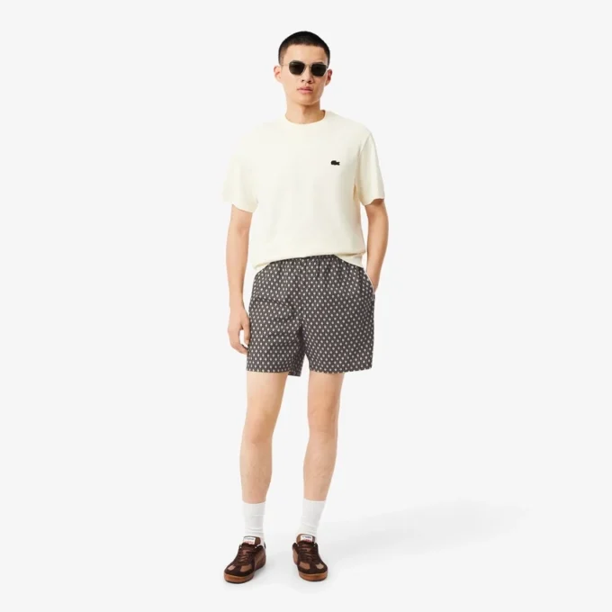 Shorts met print van katoenmix met relaxte pasvorm