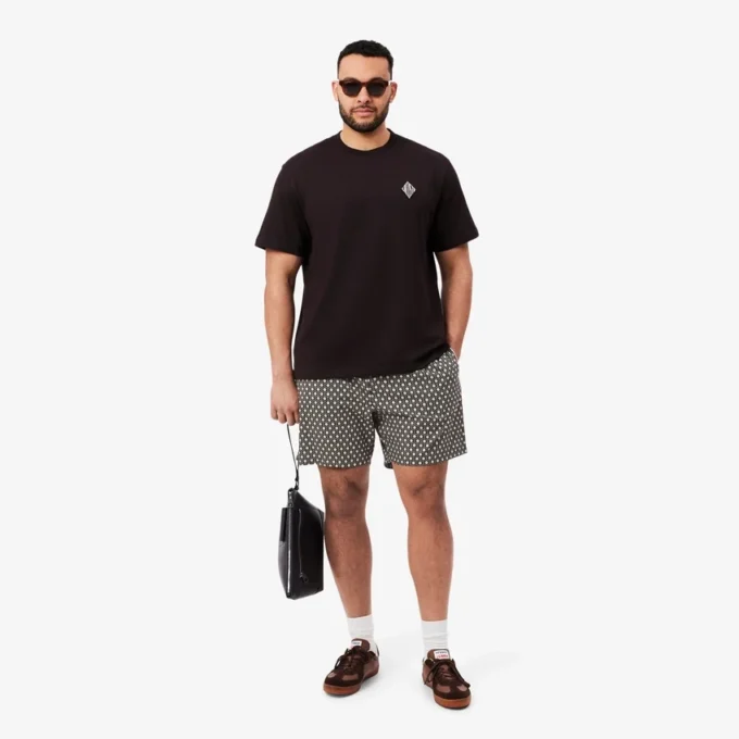 Shorts met print van katoenmix met relaxte pasvorm