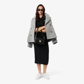Slim fit Diamanta-jurk met krokodillenpolo-kraag voor dames