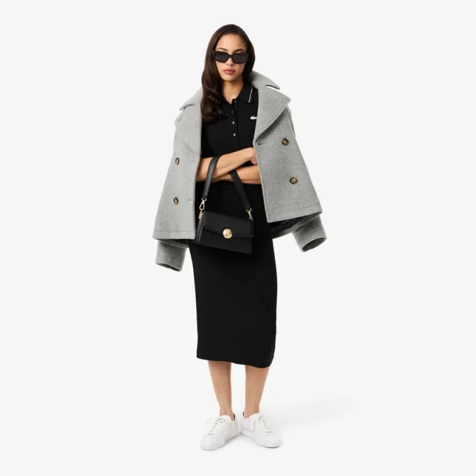 Slim fit Diamanta-jurk met krokodillenpolo-kraag voor dames