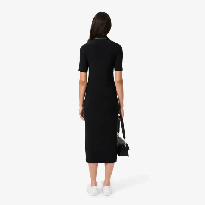 Slim fit Diamanta-jurk met krokodillenpolo-kraag voor dames