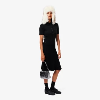 Slim fit fuzzy ribbreisel Polo voor dames