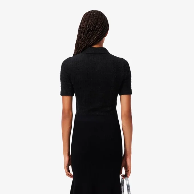 Slim fit fuzzy ribbreisel Polo voor dames