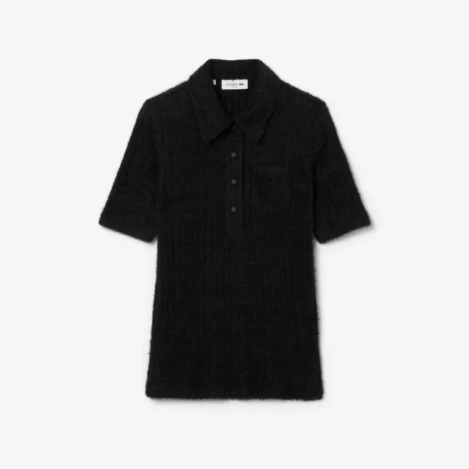 Slim fit fuzzy ribbreisel Polo voor dames