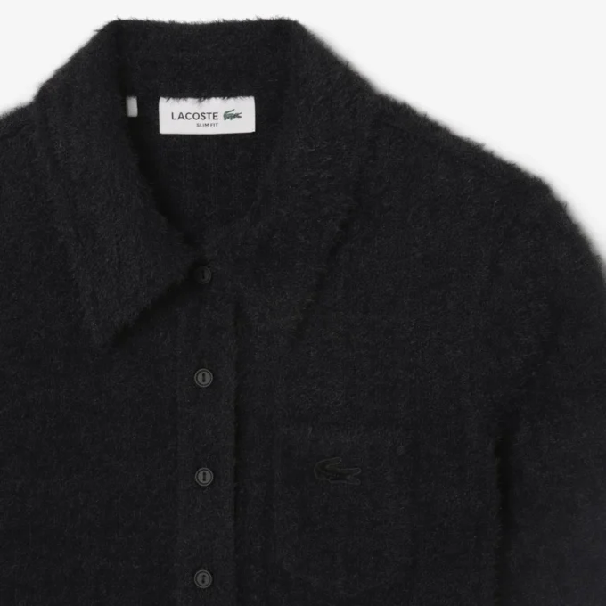 Slim fit fuzzy ribbreisel Polo voor dames
