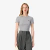 Slim fit geribd katoen T-shirt voor dames