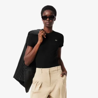 Slim fit geribd katoen T-shirt voor dames