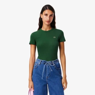 Slim fit geribd katoen T-shirt voor dames