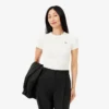 Slim fit geribd katoen T-shirt voor dames