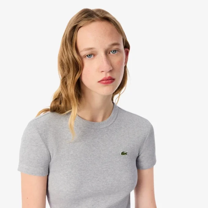 Slim fit geribd katoen T-shirt voor dames