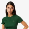 Slim fit geribd katoen T-shirt voor dames