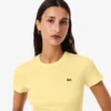 Slim fit geribd katoen T-shirt voor dames