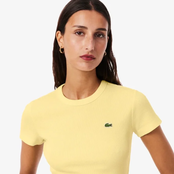 Slim fit geribd katoen T-shirt voor dames