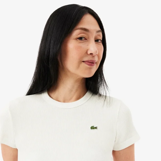 Slim fit geribd katoen T-shirt voor dames