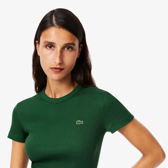 Slim fit geribd katoen T-shirt voor dames