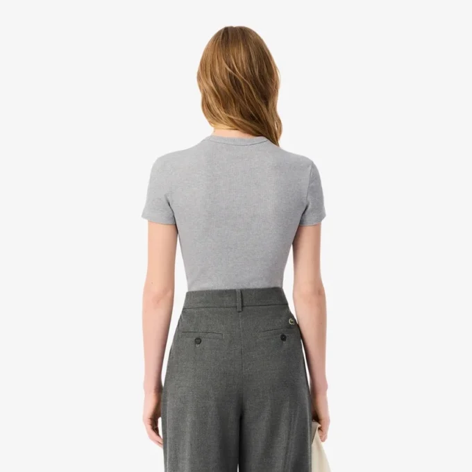 Slim fit geribd katoen T-shirt voor dames