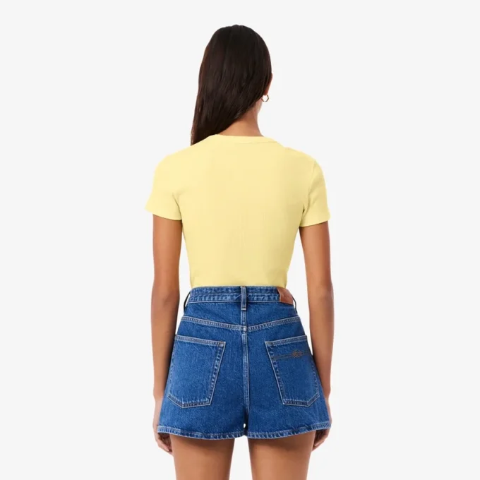 Slim fit geribd katoen T-shirt voor dames