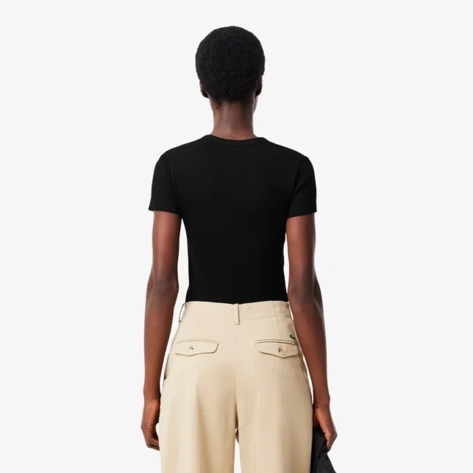 Slim fit geribd katoen T-shirt voor dames
