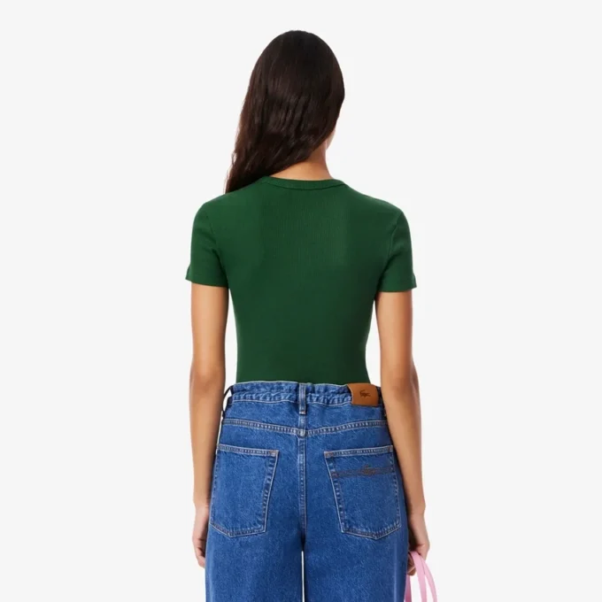 Slim fit geribd katoen T-shirt voor dames