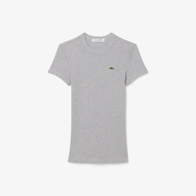 Slim fit geribd katoen T-shirt voor dames