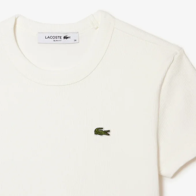 Slim fit geribd katoen T-shirt voor dames