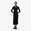 Slim fit geribde katoenen jurk met polokraag voor dames