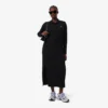 Slim fit geribde katoenen jurk met polokraag voor dames