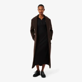 Slim fit geribde katoenen jurk met polokraag voor dames