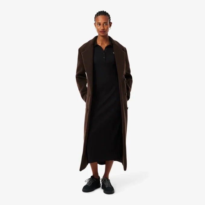 Slim fit geribde katoenen jurk met polokraag voor dames
