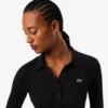Slim fit geribde katoenen jurk met polokraag voor dames