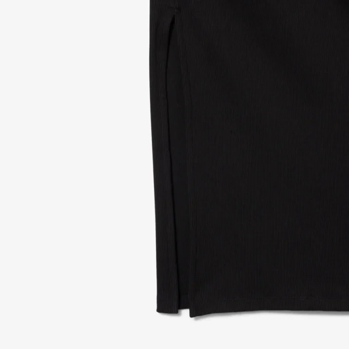 Slim fit geribde katoenen jurk met polokraag voor dames