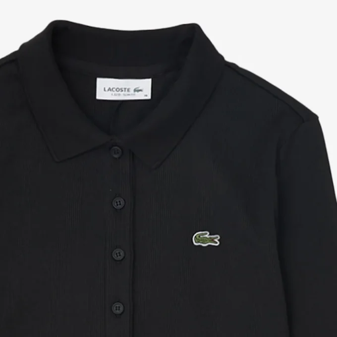 Slim fit geribde katoenen jurk met polokraag voor dames