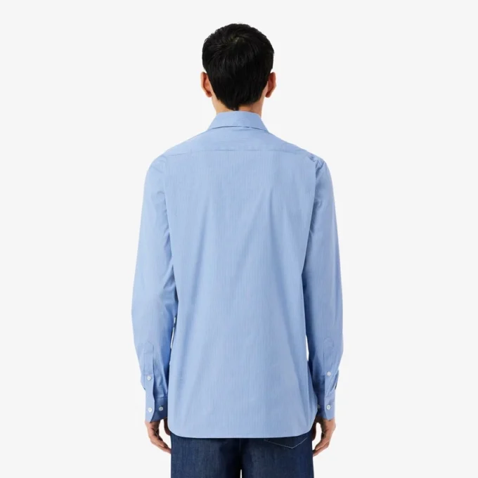 Slim fit gestreept shirt van stretchpopeline Slim fit gestreept shirt van stretchpopeline