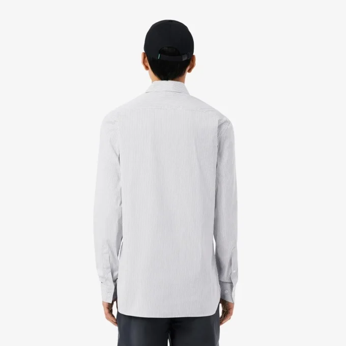 Slim fit gestreept shirt van stretchpopeline Slim fit gestreept shirt van stretchpopeline