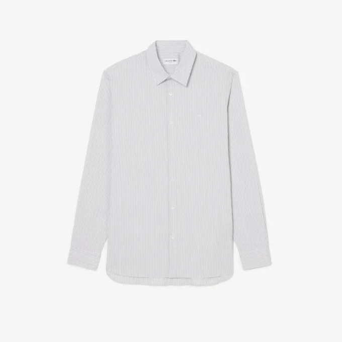 Slim fit gestreept shirt van stretchpopeline Slim fit gestreept shirt van stretchpopeline