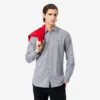 Slim fit gestreept stretch overhemd met knopen voor heren
