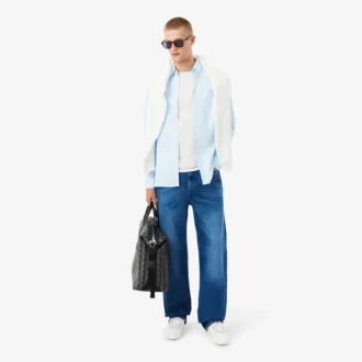 Slim fit gestreept stretch overhemd met knopen voor heren