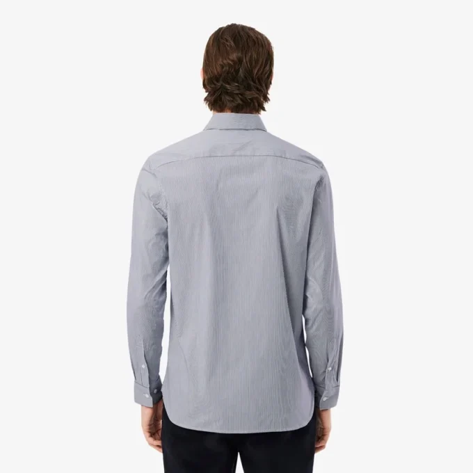 Slim fit gestreept stretch overhemd met knopen voor heren
