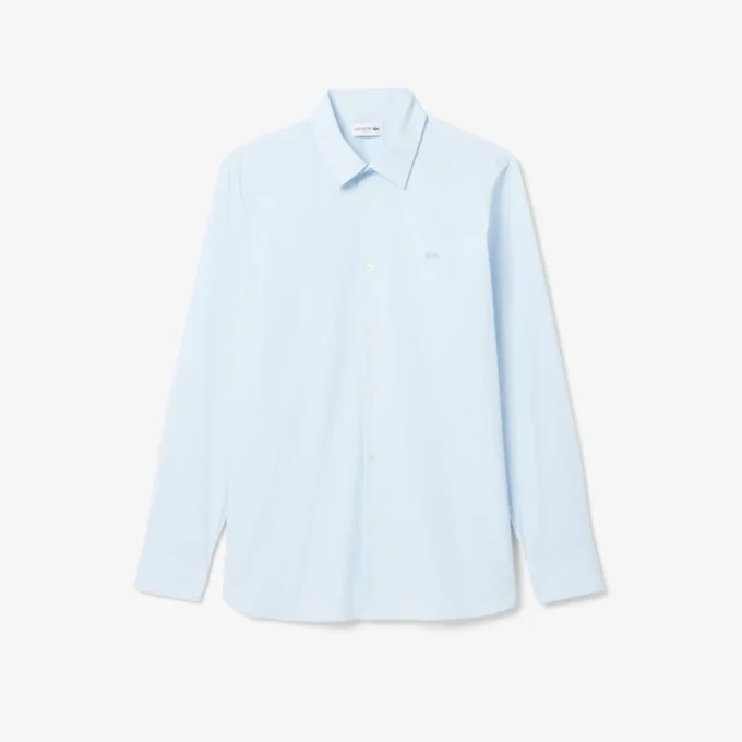 Slim fit gestreept stretch overhemd met knopen voor heren