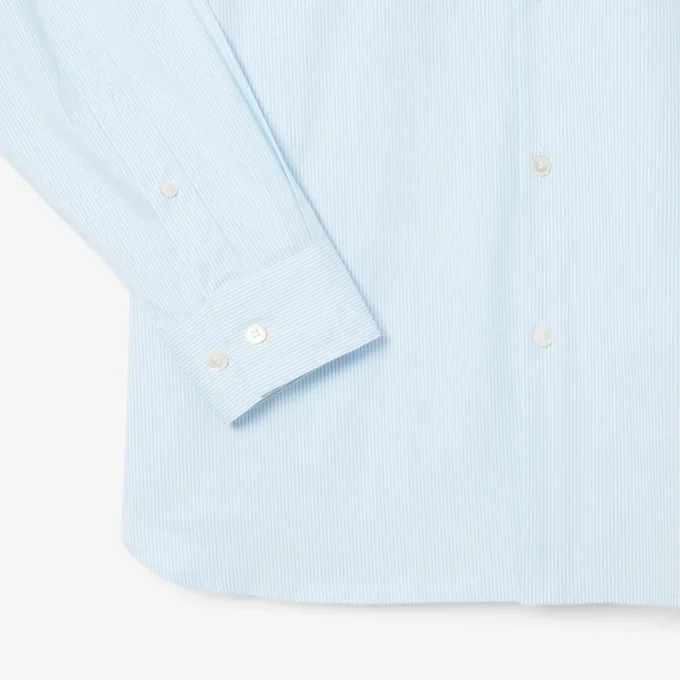 Slim fit gestreept stretch overhemd met knopen voor heren