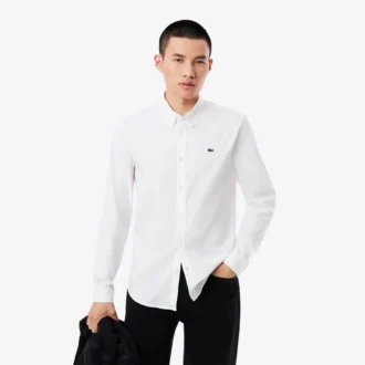 Slim fit katoenen herenoverhemd